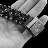 Death Chain Leather And Steel Skull Bracelet