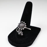 Sunflower Honey Bee 925 Silver Ring