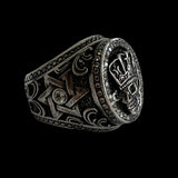 Skull King Gemstone Signet Ring