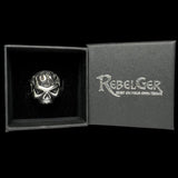 Retro Flame Skull Ring