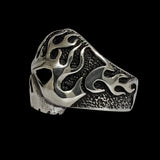 Retro Flame Skull Ring