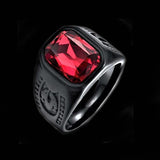 BLACK RED STONE SHIELD RING - Rebelger.com