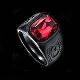 BLACK RED STONE SHIELD RING - Rebelger.com