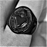 BLACK SACRED HEART RING - Rebelger.com