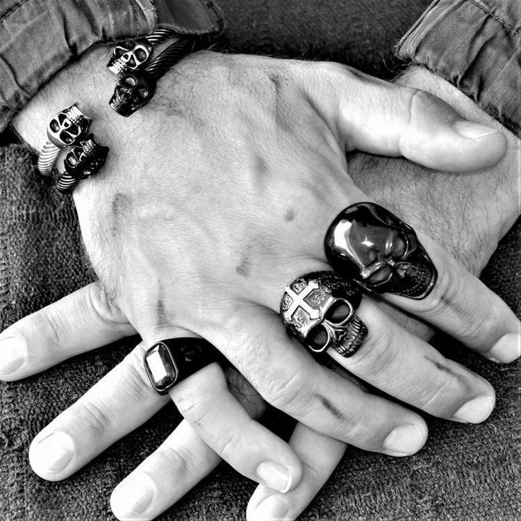 Pack bracelets perle homme tête de mort Skull noir – Bijoux4men