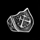 CROSSED ANCHORS SHIELD RING - Rebelger.com