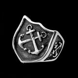 CROSSED ANCHORS SHIELD RING - Rebelger.com