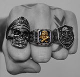 GOLDEN SAINT SKULL RING - Rebelger.com