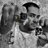 GOLDEN SKULL WARRIOR CHIEF RING - Rebelger.com