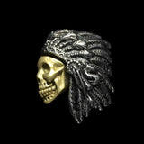 GOLDEN SKULL WARRIOR CHIEF RING - Rebelger.com
