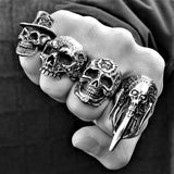 INDIAN SKULL HORN RING - Rebelger.com