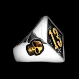 LUCKY 13 GOLD SKULL RING - Rebelger.com
