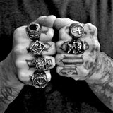 LUCKY 13 GOLD SKULL RING - Rebelger.com