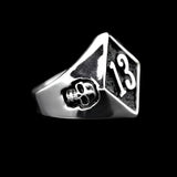 LUCKY 13 SILVER SKULL RING - Rebelger.com