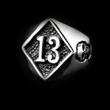 LUCKY 13 SILVER SKULL RING - Rebelger.com