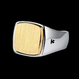 Gold Top Square Ring 925 Silver Ring