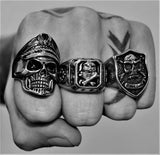 SILVER SAINT SKULL RING - Rebelger.com