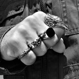 STACKED SKULL HEAD RING - Rebelger.com
