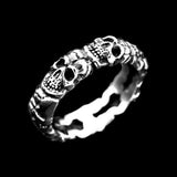 STACKED SKULL HEAD RING - Rebelger.com