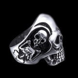 TRIPLE SKULL BIKER RING - Rebelger.com