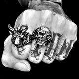 TRIPLE SKULL BIKER RING - Rebelger.com