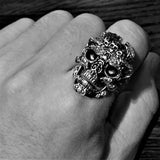 3 SKULLS HEAD 925 RING - Rebelger.com