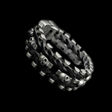 Death Chain Leather And Steel Skull Bracelet