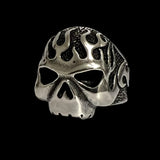 Retro Flame Skull Ring