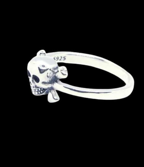 Mini Skull and Crossbones 925 Silver Ring