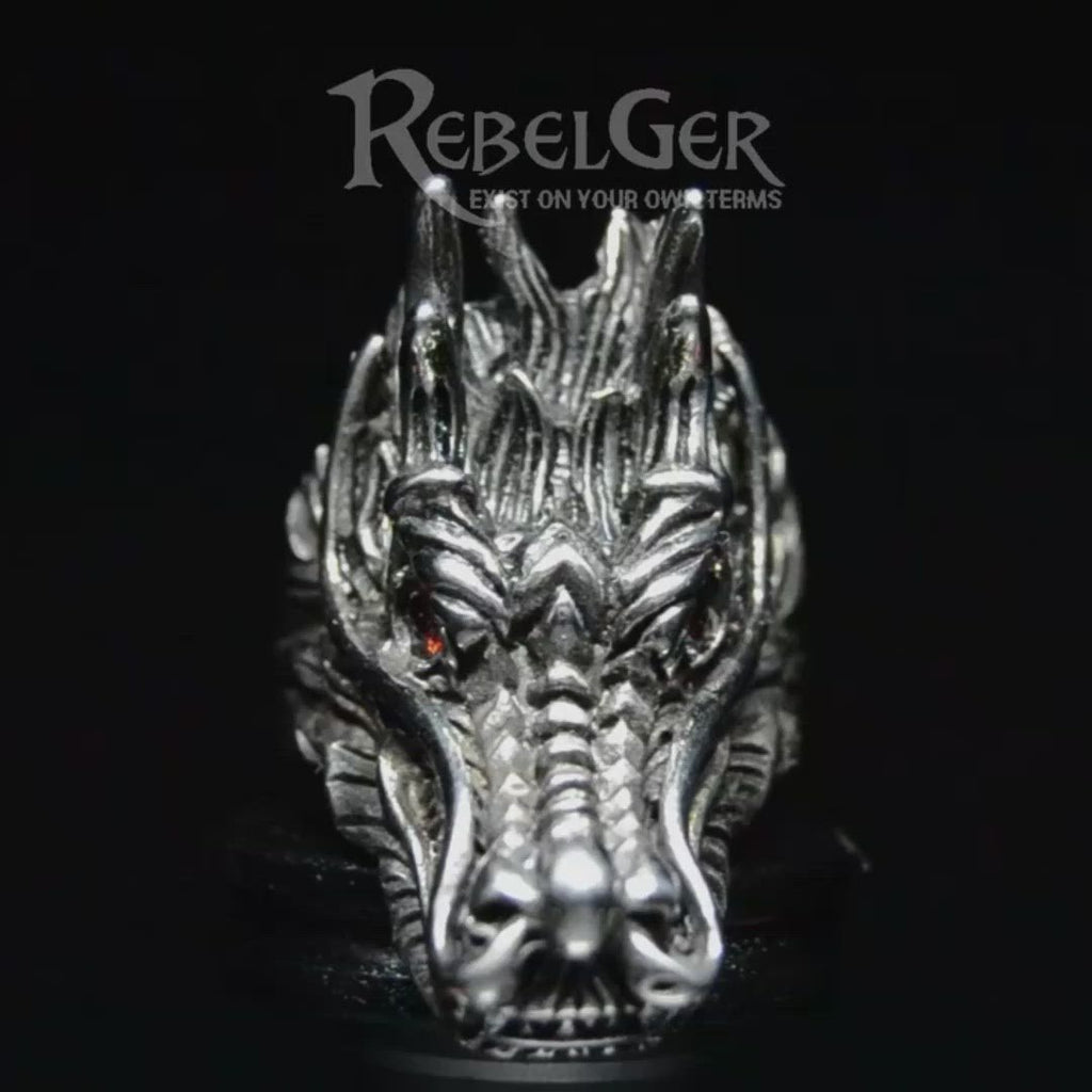 TWIFER Retro Old New Dragon Head Ring Male Personality Domineering Dragon  King Index Finger Open Ring - Walmart.com