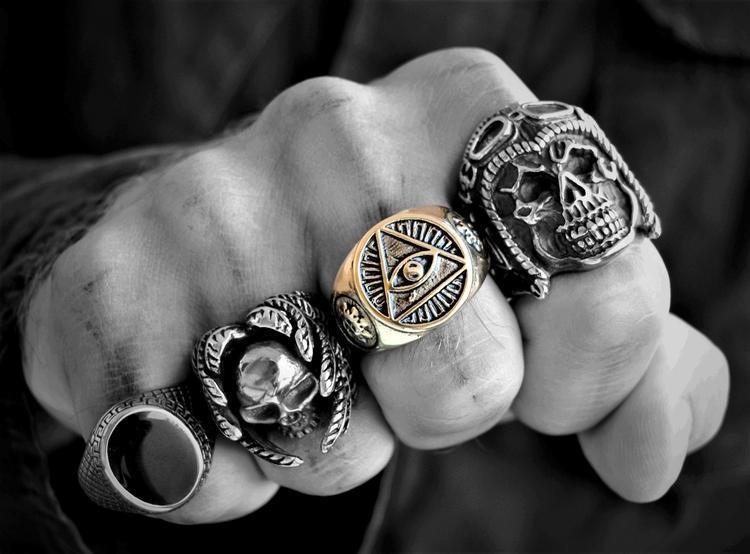 ALL SEEING EYE TRIANGLE GOLD RING - Rebelger.com