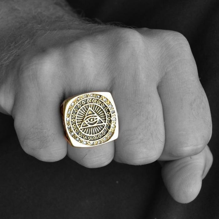 BIG GOLDEN MASONIC RING Rebelger