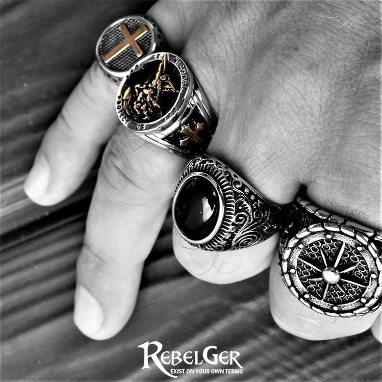 GOLDEN CROSS RING - Rebelger.com