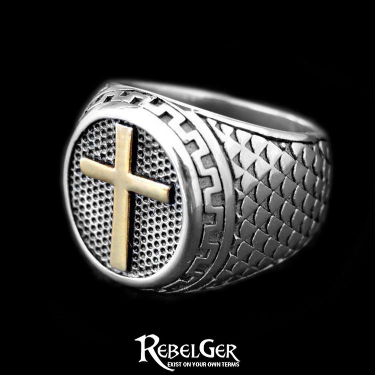 GOLDEN CROSS RING - Rebelger.com