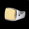 925S Silver  Gold Top Square Ring
