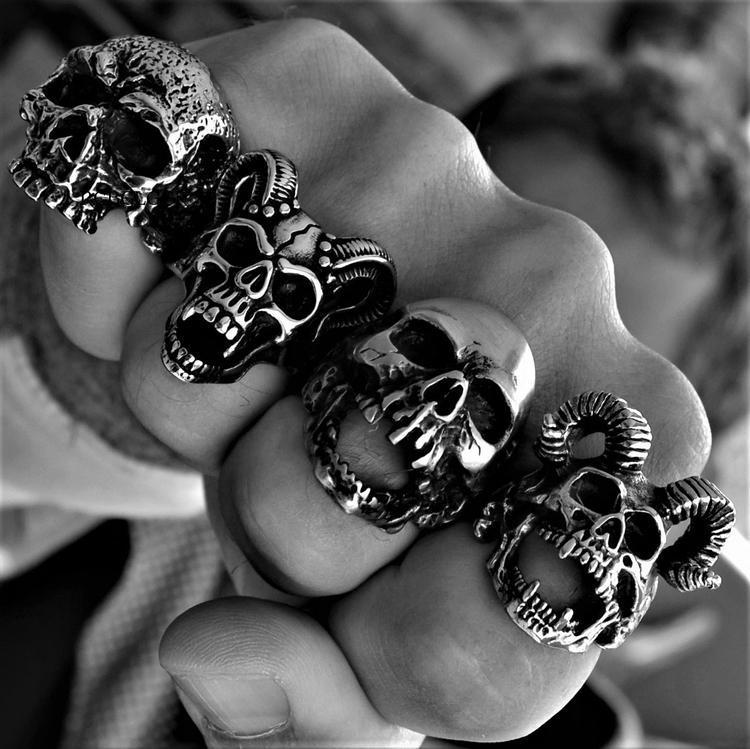 Night Rider Skull Rings SKULL RIDER BLACK RING - Rebelger.com