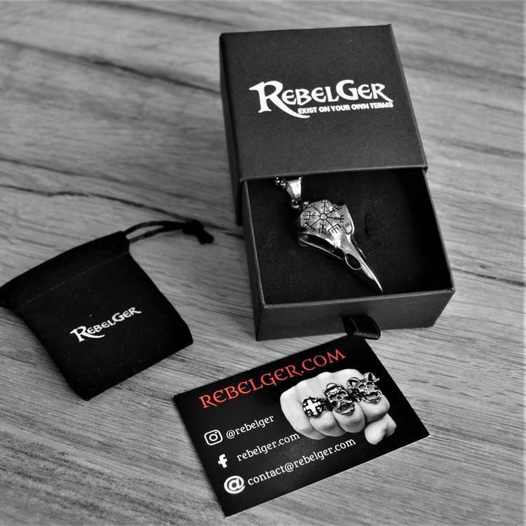 VINTAGE RAVEN SKULL  NECKLACE - Rebelger.com