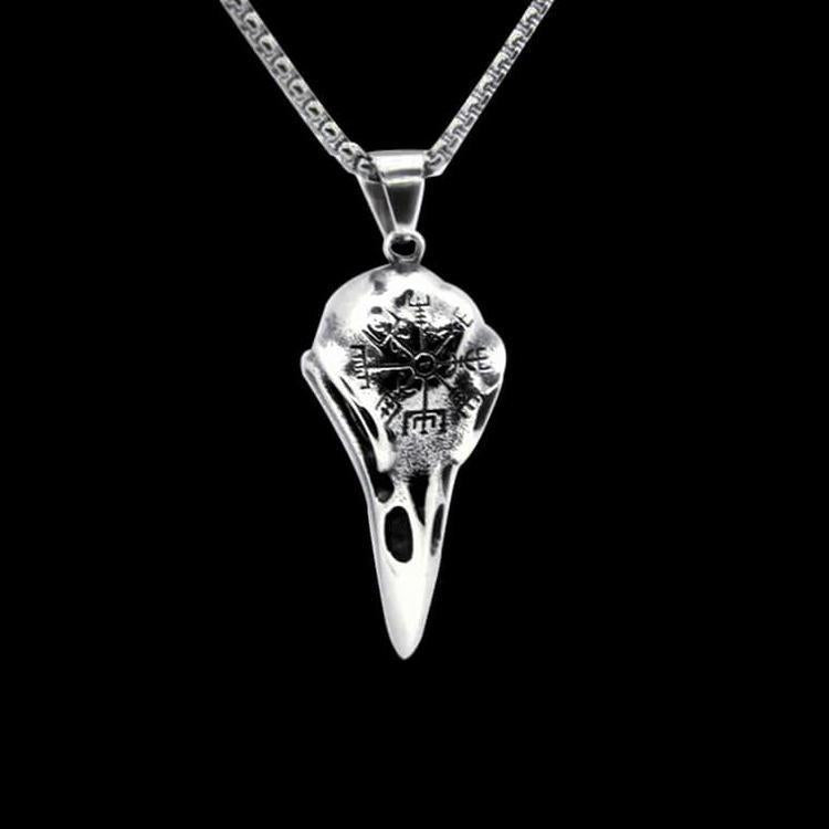 VINTAGE RAVEN SKULL  NECKLACE - Rebelger.com
